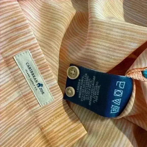 Caribbean Joe NWT Men's Short Sleeve Button Down Shirt Shell Coral Size M - Picture 5 of 6